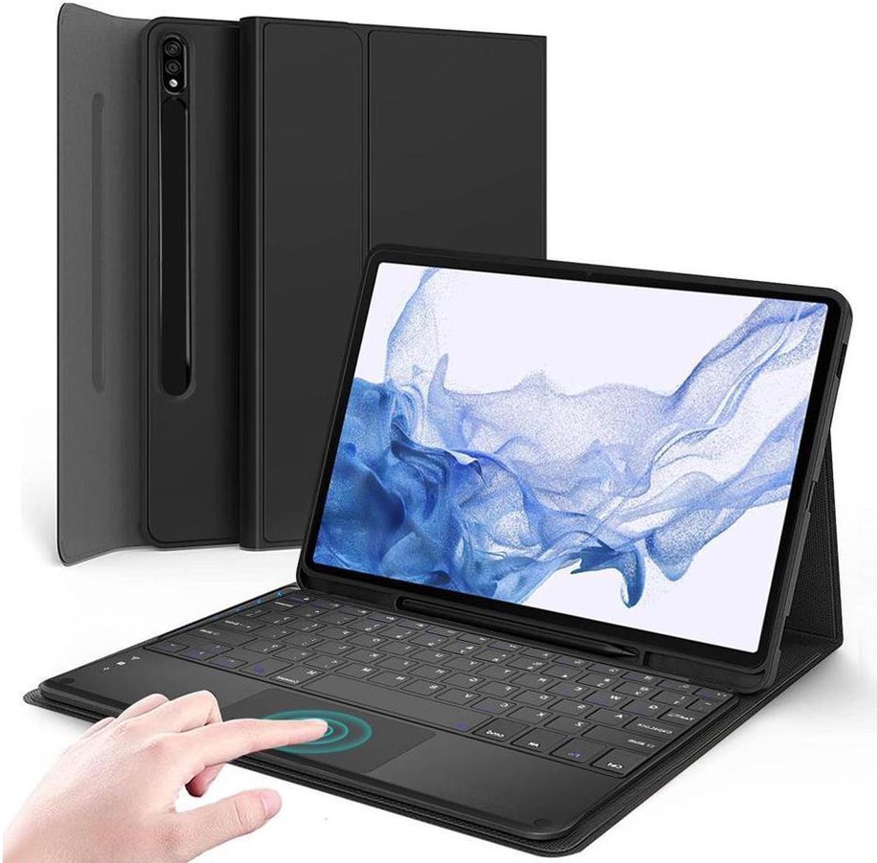 BONAEVER Touchpad Keyboard Case for Samsung Galaxy Tab S10 Plus 2024 / S9 Plus 2023 / S9 FE Plus / S8 Plus 2022 / S7 FE 2021 / S7 Plus 12. 4  inch Cover with Wireless Keyboard / Trackpad / Pen Holder