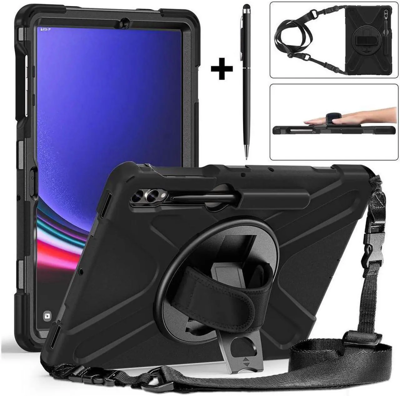 Main image of BONAEVER Protective Case for Samsung Galaxy Tab S9 Plus 2023/S9 FE Plus 2023/S8 Plus 2022/S7 FE 2021/S7 Plus 2020 12.4 inch Shockproof Cover with 360 Degree Rotating Stand and /Shoulder Strap