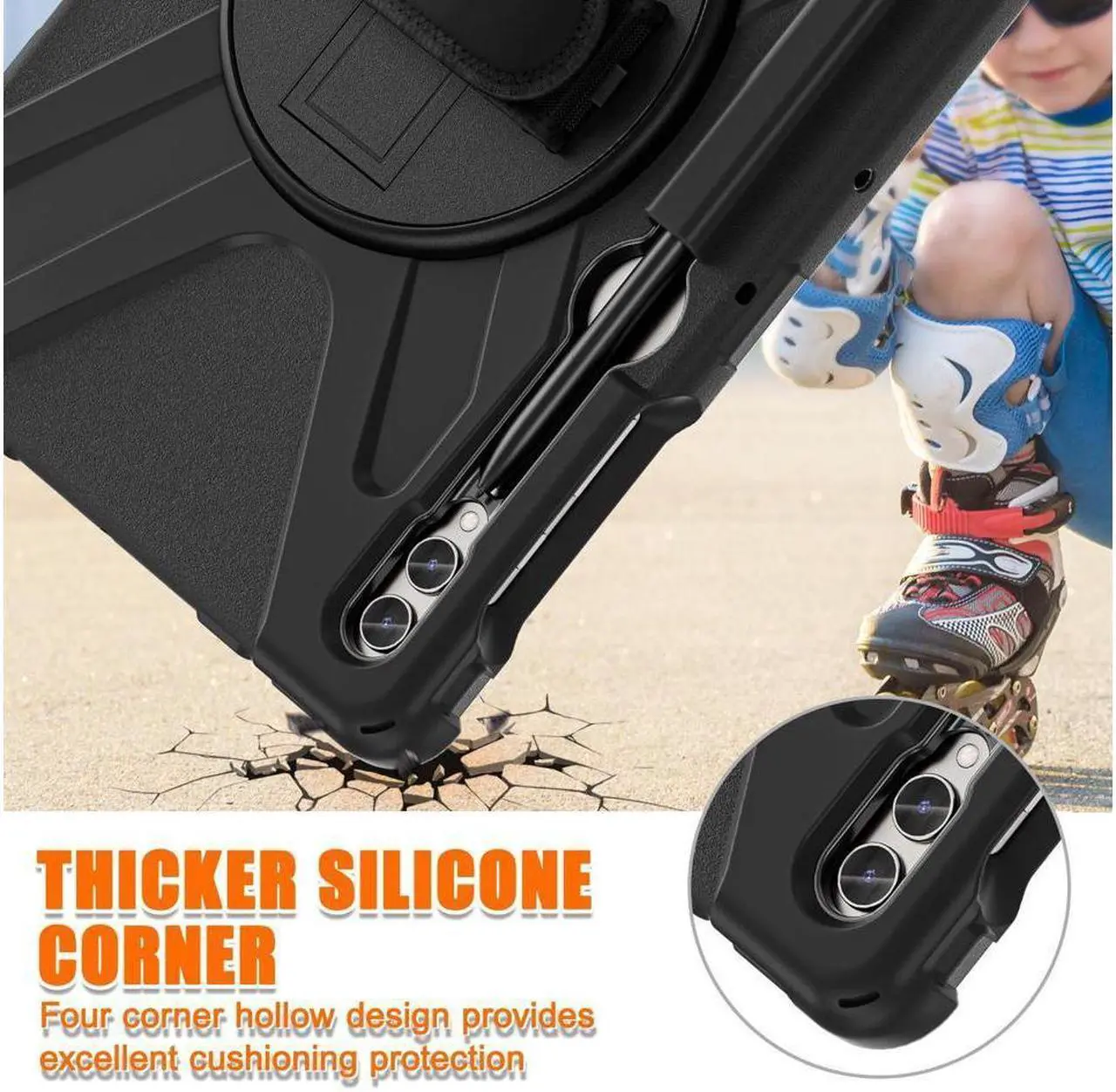 Alt view image 2 of 7 - BONAEVER Protective Case for Samsung Galaxy Tab S9 Plus 2023/S9 FE Plus 2023/S8 Plus 2022/S7 FE 2021/S7 Plus 2020 12.4 inch Shockproof Cover with 360 Degree Rotating Stand and /Shoulder Strap