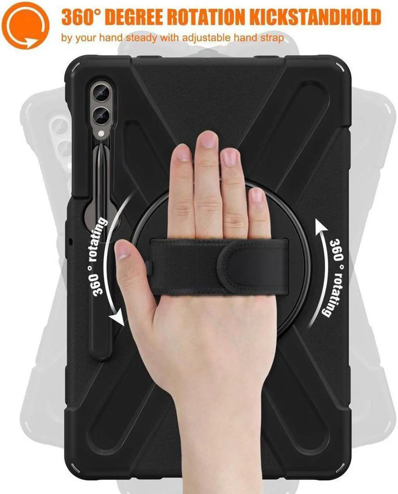 Alt view image 3 of 7 - BONAEVER Protective Case for Samsung Galaxy Tab S9 Plus 2023/S9 FE Plus 2023/S8 Plus 2022/S7 FE 2021/S7 Plus 2020 12.4 inch Shockproof Cover with 360 Degree Rotating Stand and /Shoulder Strap