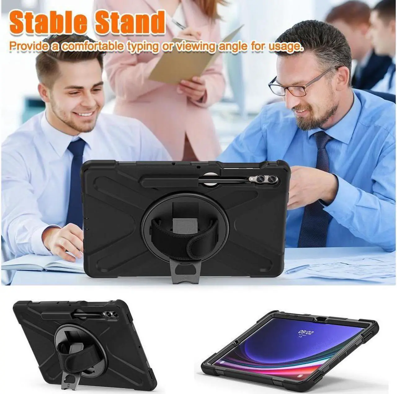 Alt view image 4 of 7 - BONAEVER Protective Case for Samsung Galaxy Tab S9 Plus 2023/S9 FE Plus 2023/S8 Plus 2022/S7 FE 2021/S7 Plus 2020 12.4 inch Shockproof Cover with 360 Degree Rotating Stand and /Shoulder Strap