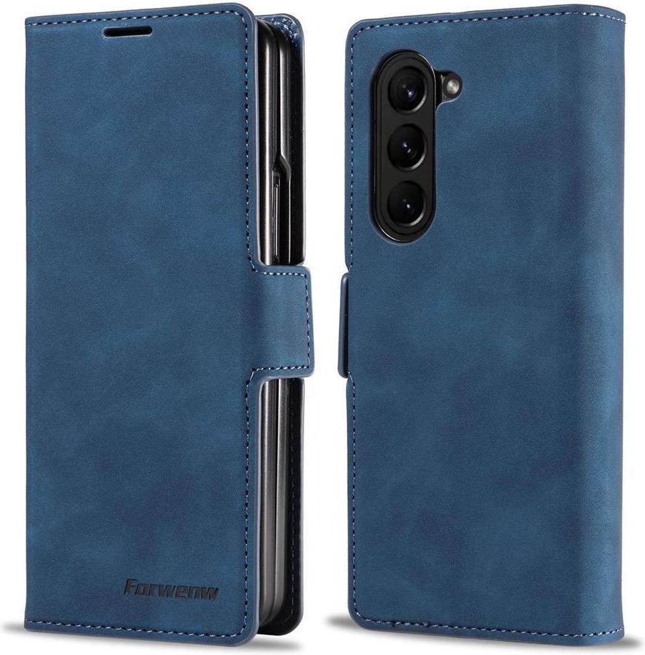 BONAEVER For Samsung Galaxy Galaxy Z Fold 5 Case Premium PU Leather Cover TPU Bumper with Card Holder Stand andidden Magnetic Shockproof Flip Wallet Case for Galaxy Z Fold 5 5G 2023 Released