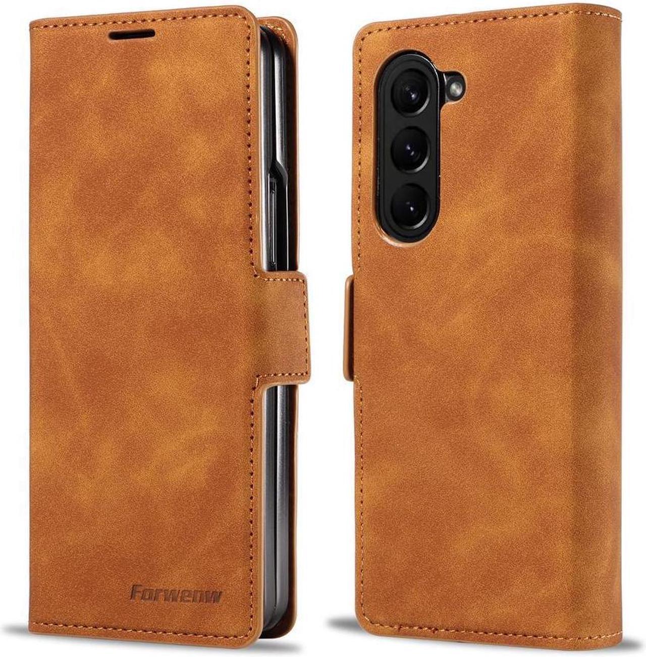 BONAEVER For Samsung Galaxy Galaxy Z Fold 5 Case Premium PU Leather Cover TPU Bumper with Card Holder Stand andidden Magnetic Shockproof Flip Wallet Case for Galaxy Z Fold 5 5G 2023 Released