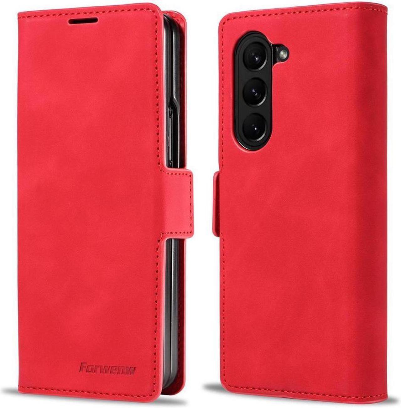 BONAEVER For Samsung Galaxy Galaxy Z Fold 5 Case Premium PU Leather Cover TPU Bumper with Card Holder Stand andidden Magnetic Shockproof Flip Wallet Case for Galaxy Z Fold 5 5G 2023 Released