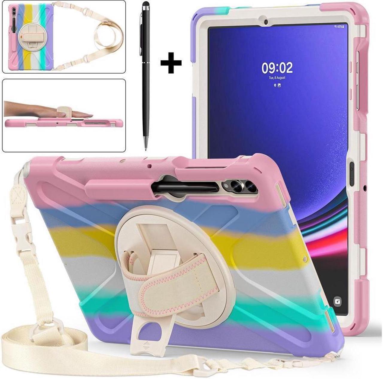 Protective Case for Samsung Galaxy Tab S10 Plus 2024 / S9 Plus 2023 / S8 Plus 2022 / S7 FE 2021 / S7 Plus 2020 12.4 inch Tablet Shockproof Cover with 360 Degree Rotating Stand, Hand/Shoulder Strap