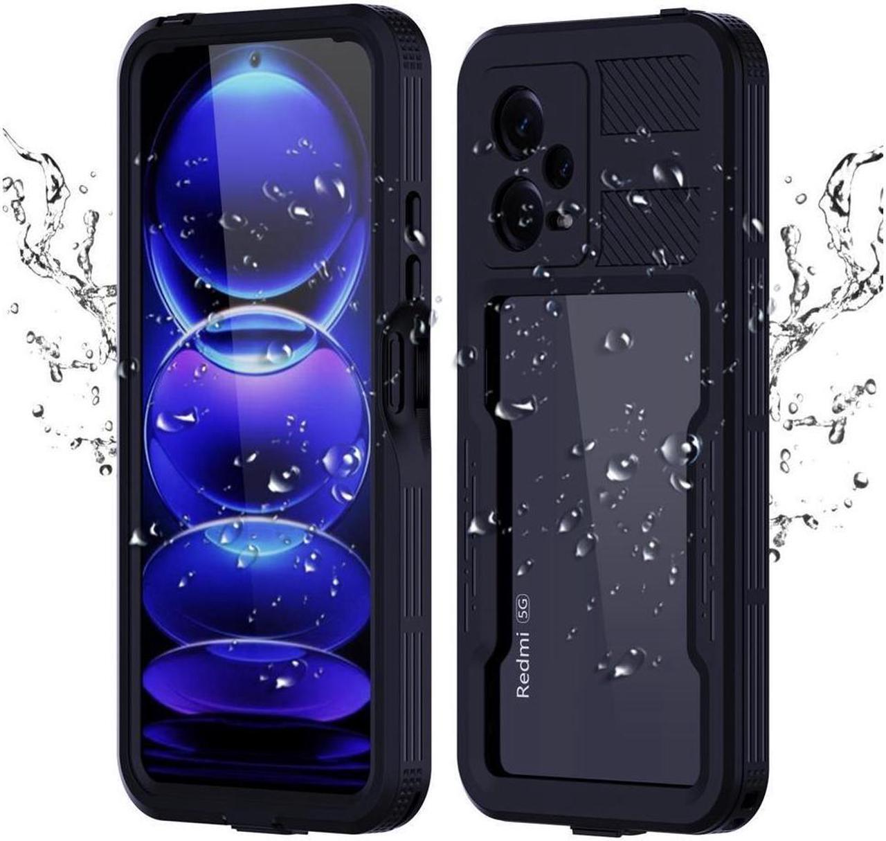 BONAEVER Waterproof Case for Xiaomi Redmi Note 12 5G IP68 Waterproof 360 Degree Protection Protective Case Shockproof Cover with Built-in Screen Protector