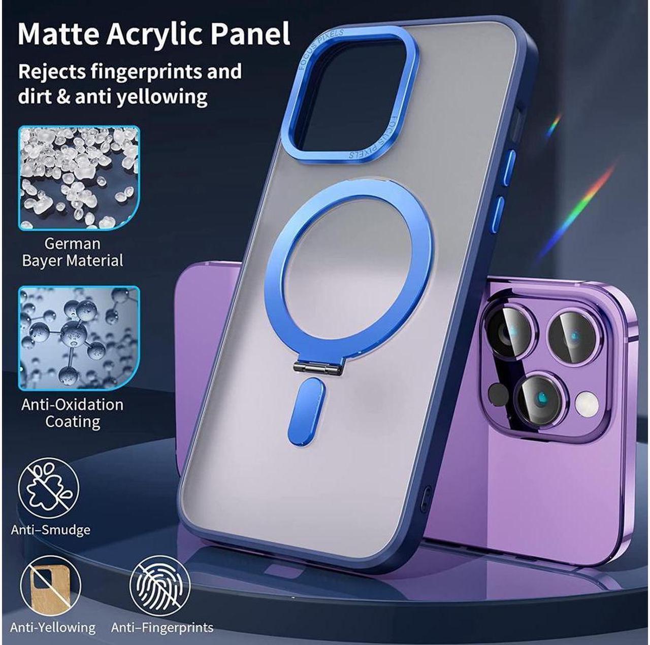 Alt view image 5 of 6 - BONAEVER For iPhone 13 Pro Max 6.7 inch Case with Magnetic Invisible Stand [Compatible with Magsafe] Shockproof Slim Translucent Matte Cover [Tempered Glass Screen Protector + Camera Lens Protector]
