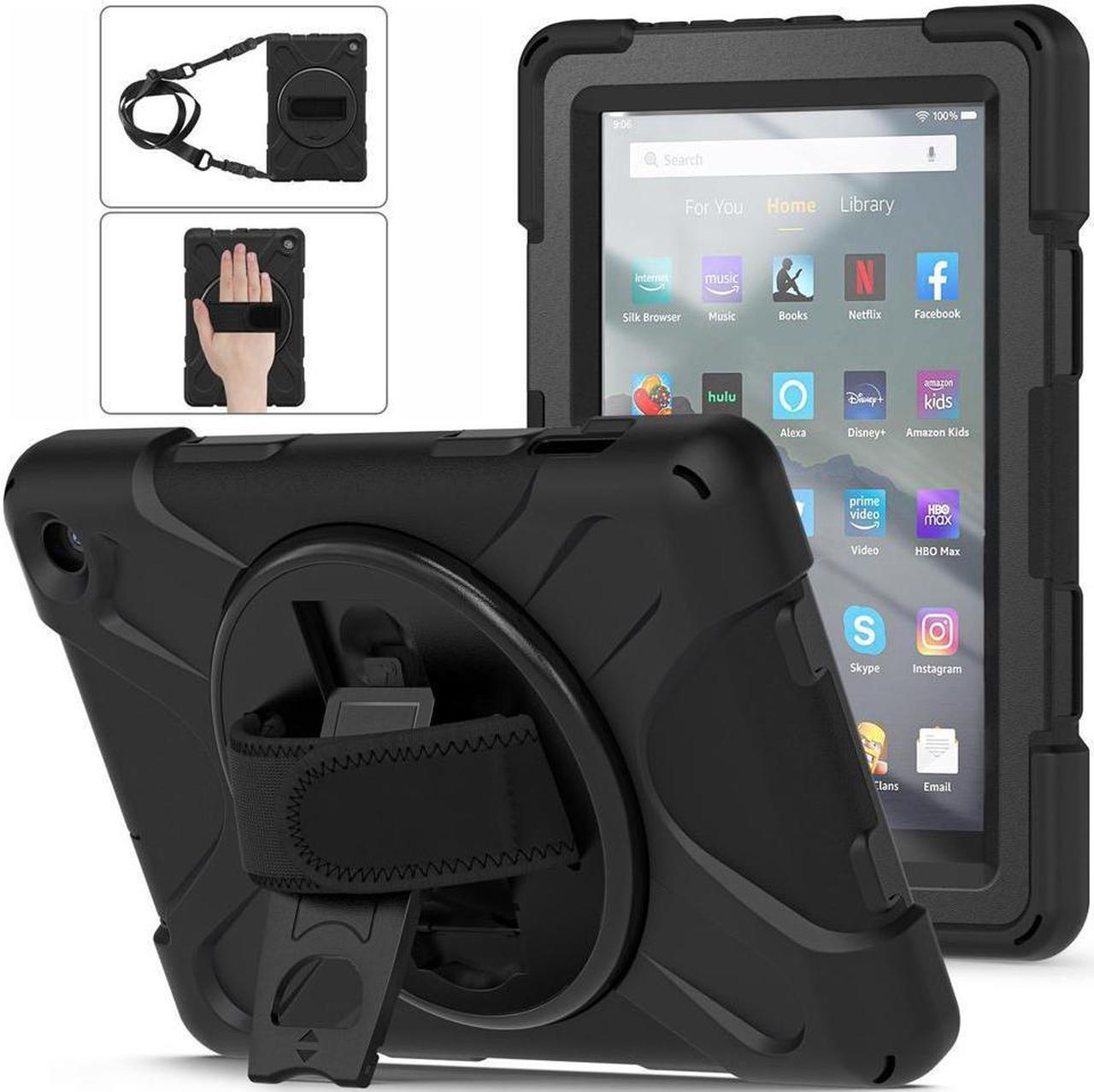 BONAEVER For Amazon All-New Kindle Fire 7 (12th Generation 2022 Release) Case Shockproof Protective Case for All-New Kindle Fire 7 inch with Stand andandle Hand Strap & Shoulder Strap