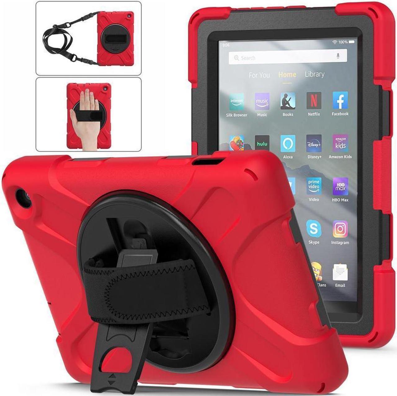 BONAEVER For Amazon All-New Kindle Fire 7 (12th Generation 2022 Release) Case Shockproof Protective Case for All-New Kindle Fire 7 inch with Stand andandle Hand Strap & Shoulder Strap