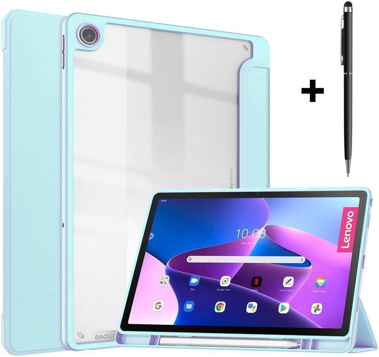 Case For Lenovo Tab M10 Plus 10.6 Inch 2022 3rd Gen with Pencil Holder, Shockproof Cover Clear Transparent Back Shell, Auto Wake/Sleep for Lenovo Tab M10 Plus 10.6" 2022 with Universal Stylus Pen