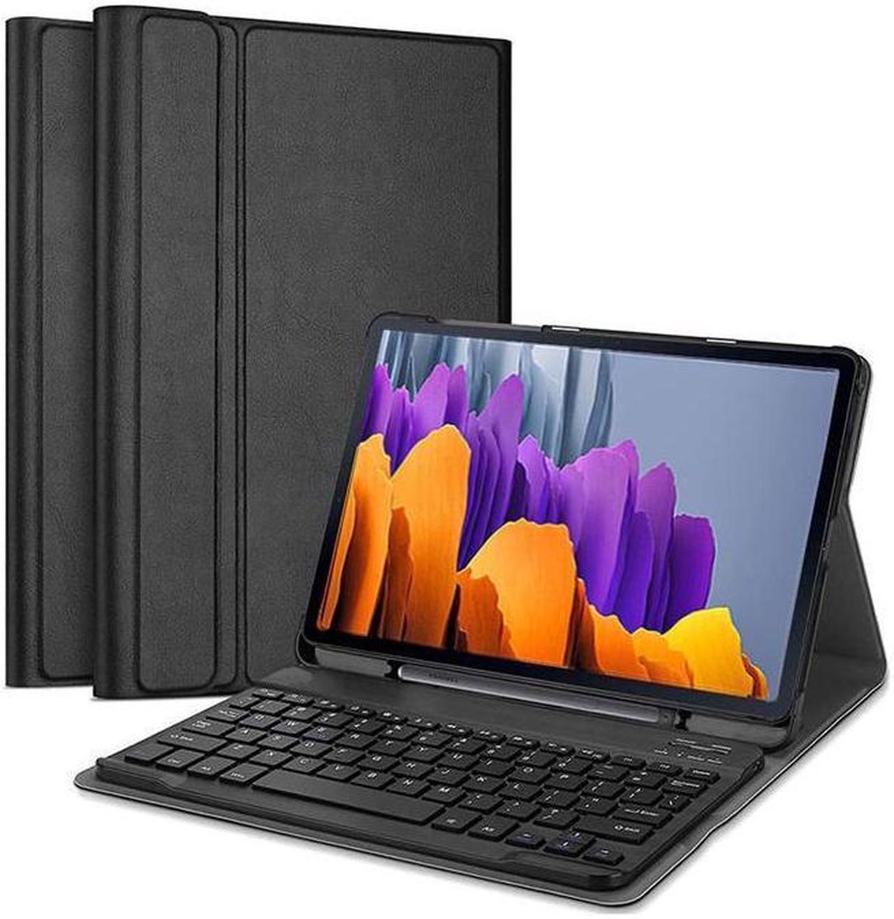 BONAEVER For Galaxy Tab S8 Plus / S7 Plus Keyboard Case with S Pen Holder PU Leather Stand Cover with Bluetooth Keyboard for Samsung Galaxy Tab S8+ 2022 / S7+ 2020 12.4 / S7 FE 2021