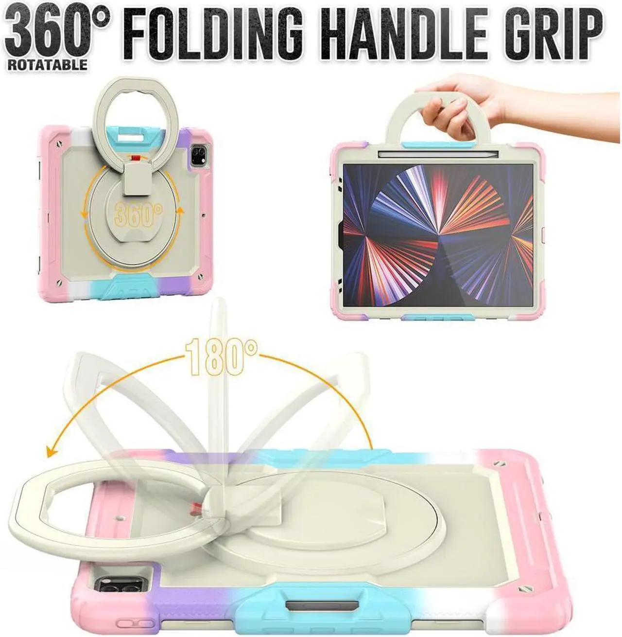Alt view image 4 of 7 - BONAEVER Case For iPad Pro 12.9 inch 2022 2021 2020 2018 6th 5th 4th 3rd Gen with Screen Protector Pen Holder Stand Shoulder Strap Shockproof Protective Cover