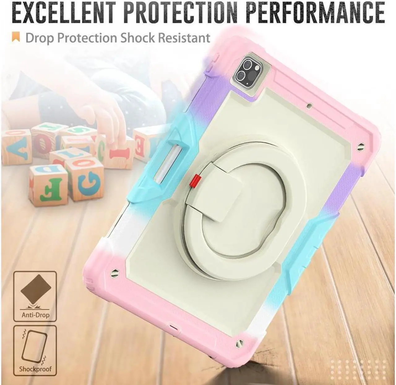 Alt view image 6 of 7 - BONAEVER Case For iPad Pro 12.9 inch 2022 2021 2020 2018 6th 5th 4th 3rd Gen with Screen Protector Pen Holder Stand Shoulder Strap Shockproof Protective Cover