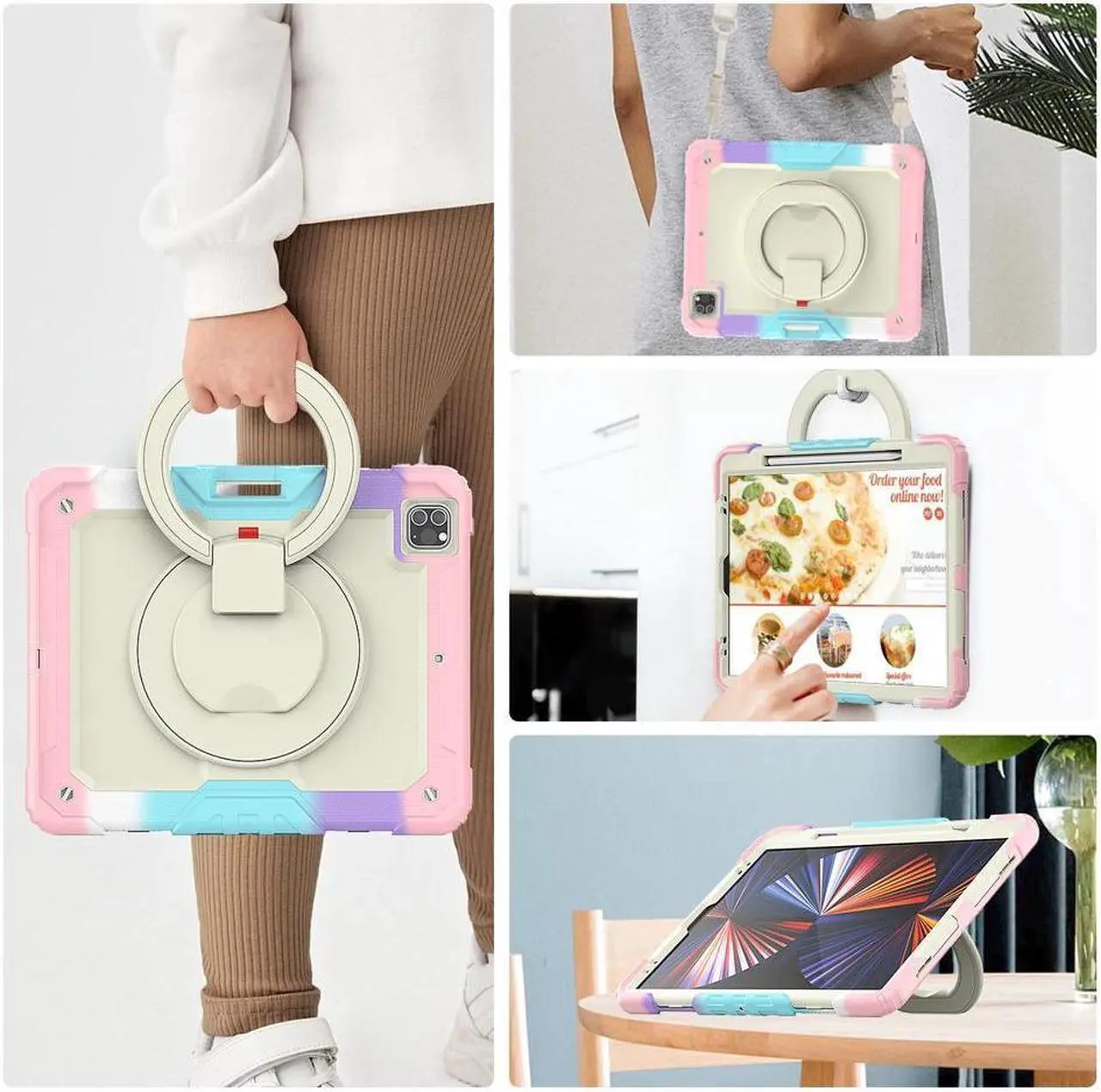 Alt view image 5 of 7 - BONAEVER Case For iPad Pro 12.9 inch 2022 2021 2020 2018 6th 5th 4th 3rd Gen with Screen Protector Pen Holder Stand Shoulder Strap Shockproof Protective Cover