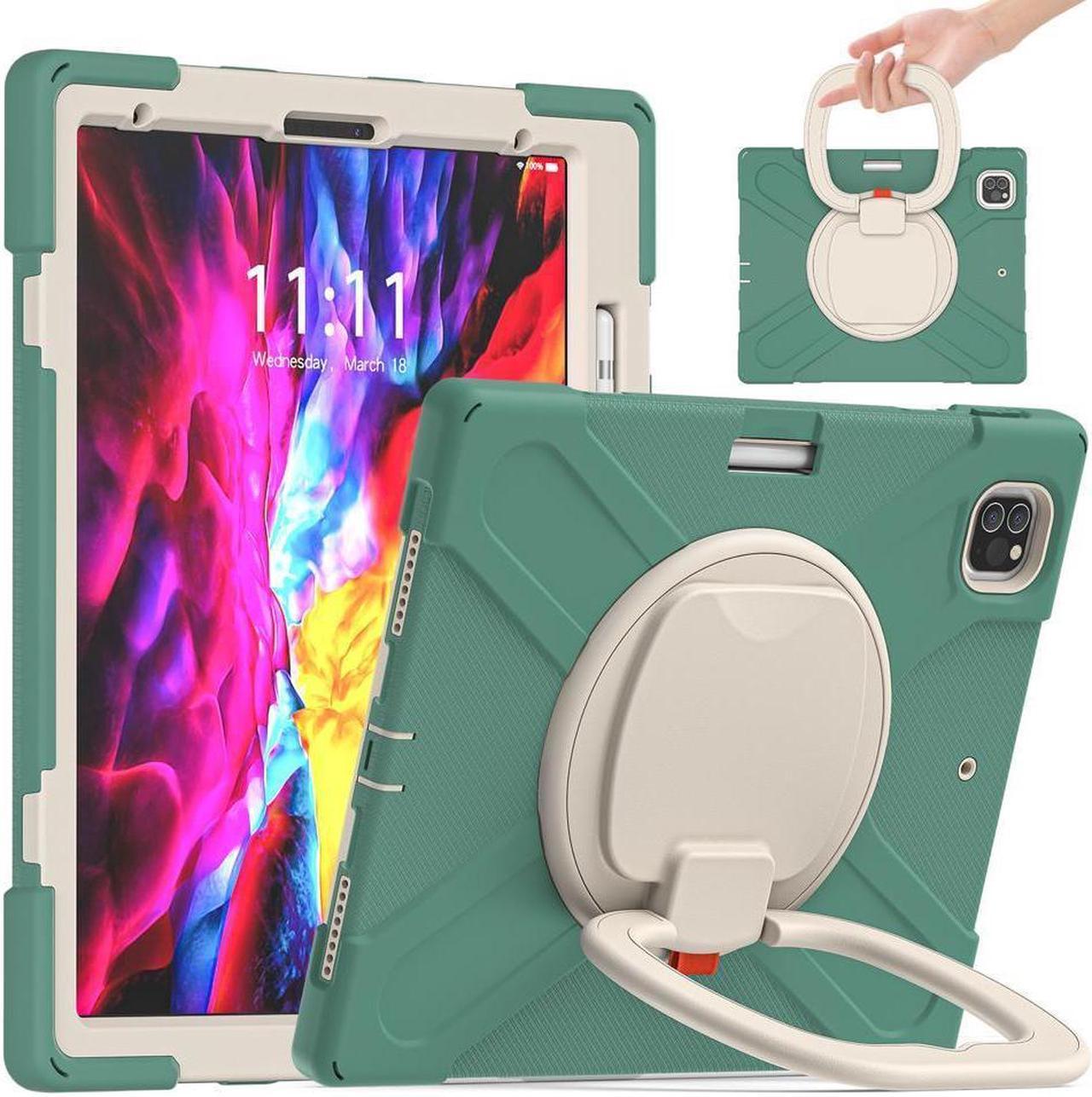 BONAEVER For iPad Pro 12.9 Case 2022 2021 6th 5th Generation Shockproof Cover with Pencil Holder Rotating Stand and Strap / Shoulder Strap