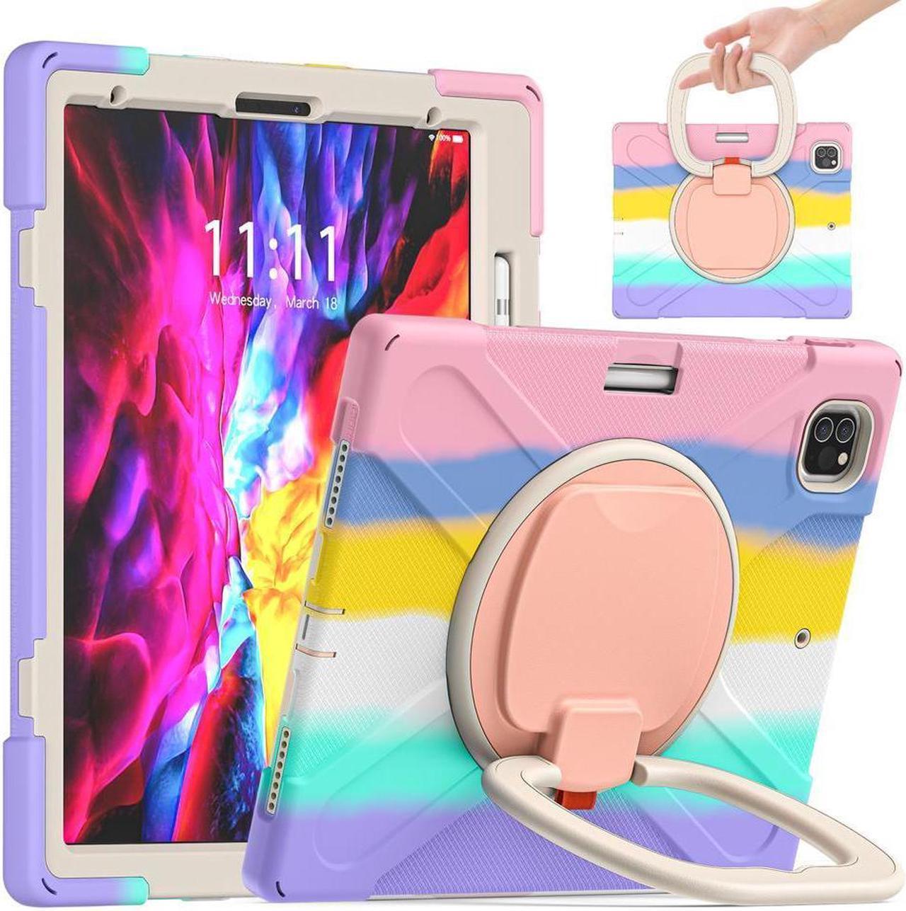 BONAEVER For iPad Pro 12.9 Case 2022 2021 6th 5th Generation Shockproof Cover with Pencil Holder Rotating Stand and Strap / Shoulder Strap