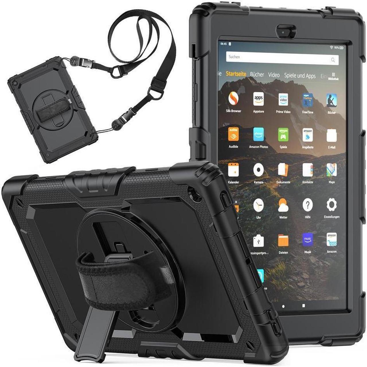 BONAEVER For Amazon Kindle Fire HD 10 Case 2019 2018 2017 Release Shockproof Cover with Stand and Strap Shoulder Strap for Fire HD 10.1 Inch (9th/8th/7th Generation)