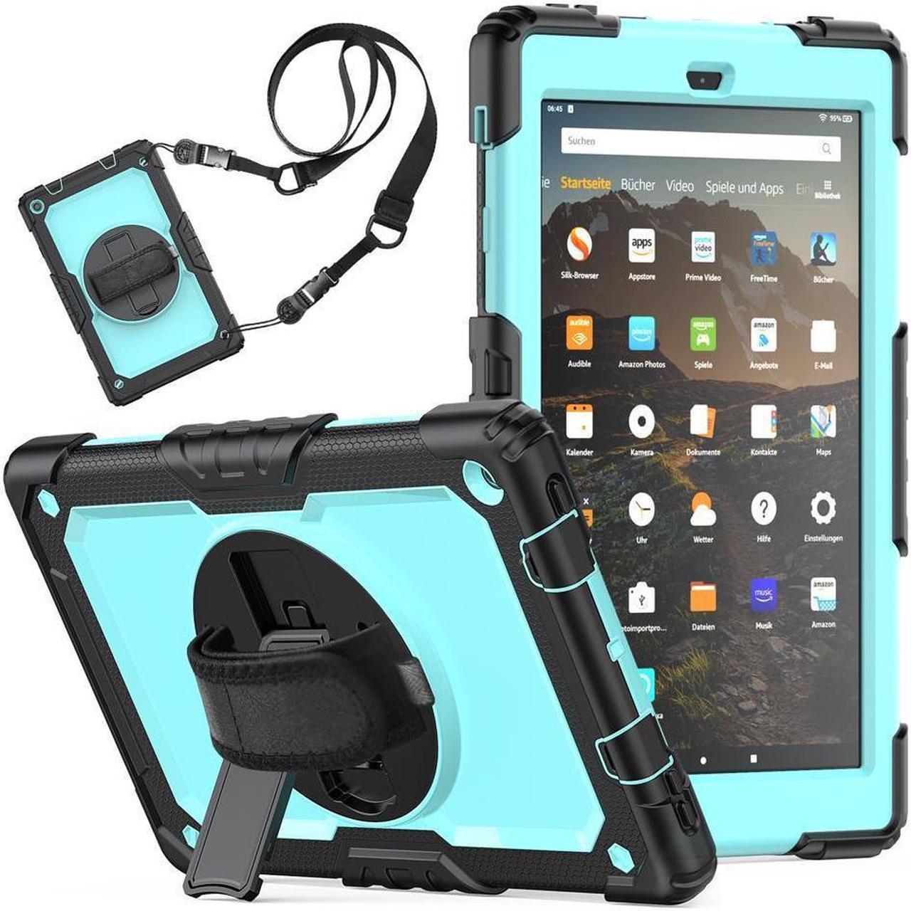 BONAEVER For Amazon Kindle Fire HD 10 Case 2019 2018 2017 Release Shockproof Cover with Stand and Strap Shoulder Strap for Fire HD 10.1 Inch (9th/8th/7th Generation)