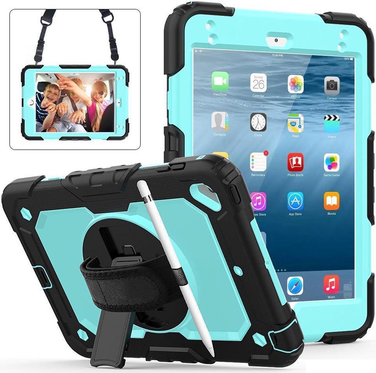 BONAEVER For iPad Mini 5 Case iPad Mini 4 Case Shockproof Stand Standurdy Protective Mini Cover with Screen Protector Pencil Holder Handle Strap for 7.9 iPad Mini 5th Gen / Mini 4th Generation