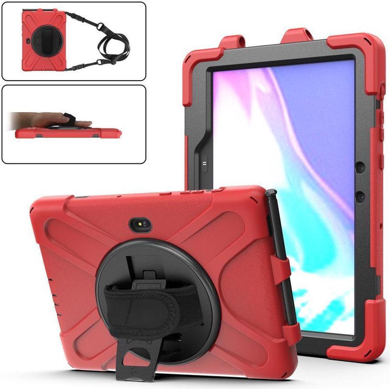 BONAEVER For Samsung Tab Active Pro 10.1 2019 Case with Pencil Holder / Rotatable Stand / Hand Strap Shoulder Belt Shockproof Cover for Samsung Tab Active Pro 10.1 inch 2019 Model SM-T547 T540 T545