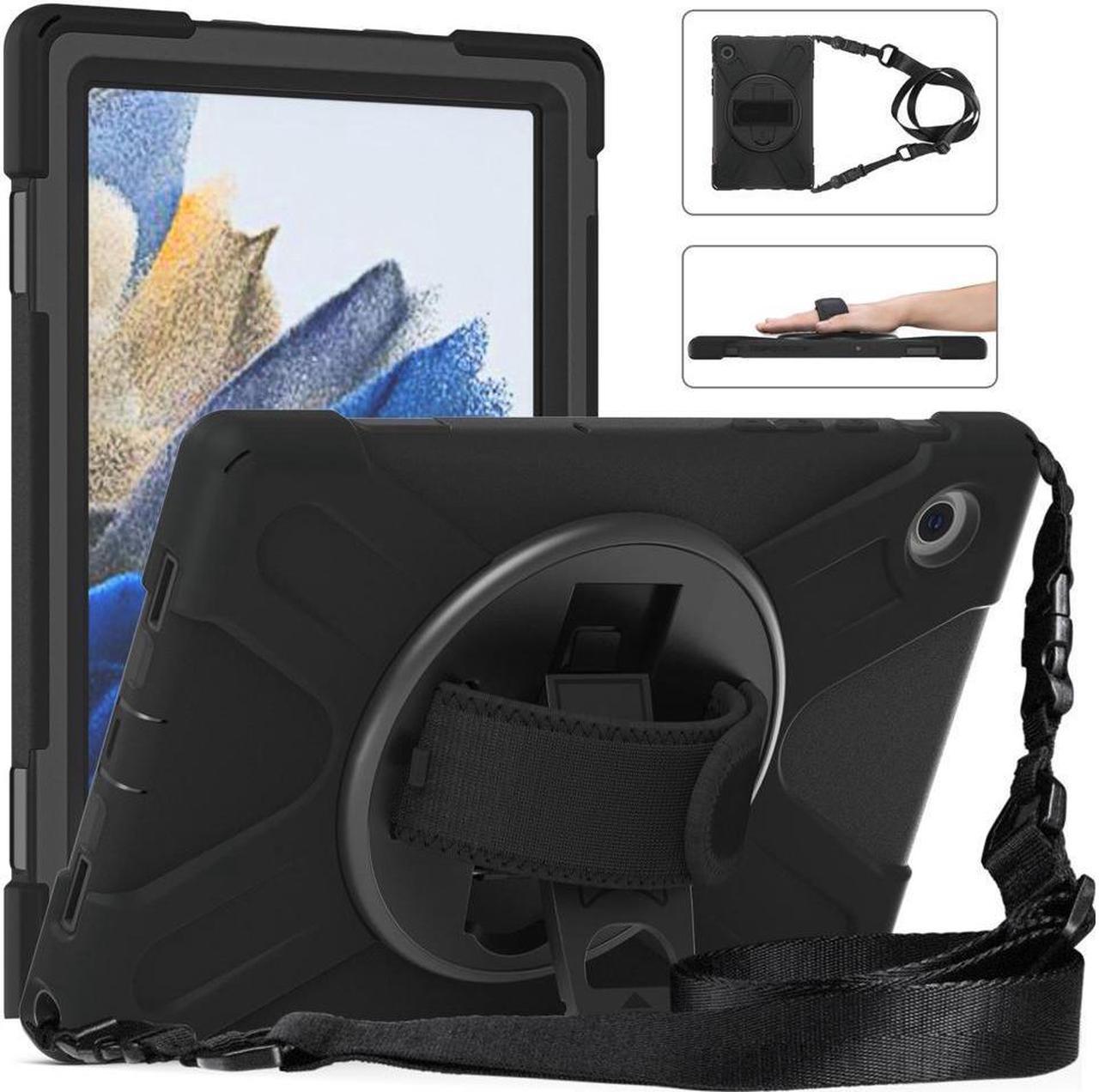 BONAEVER Case for Samsung Galaxy Tab A8 10.5 inch 2022 Case Shockproof Protective Cover with 360 Degree Rotatable Stand + Pencil Holder + Adjustable Hand Strap Shoulder Belt