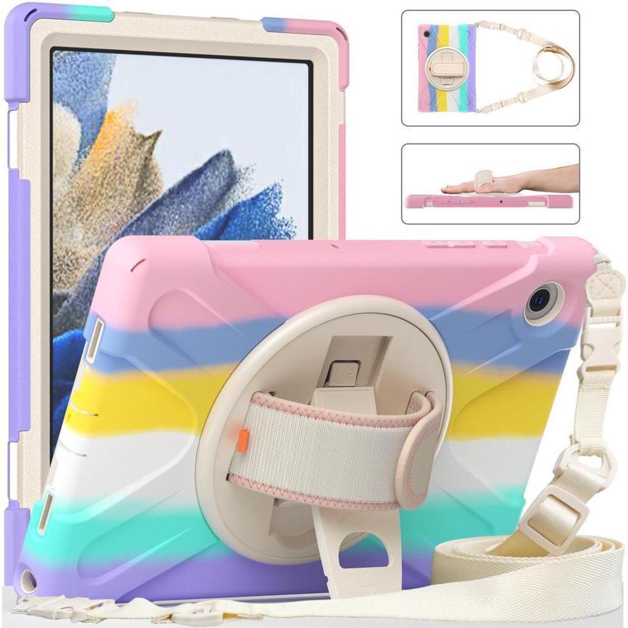 BONAEVER Case for Samsung Galaxy Tab A8 10.5 inch 2022 Case Shockproof Protective Cover with 360 Degree Rotatable Stand + Pencil Holder + Adjustable Hand Strap Shoulder Belt