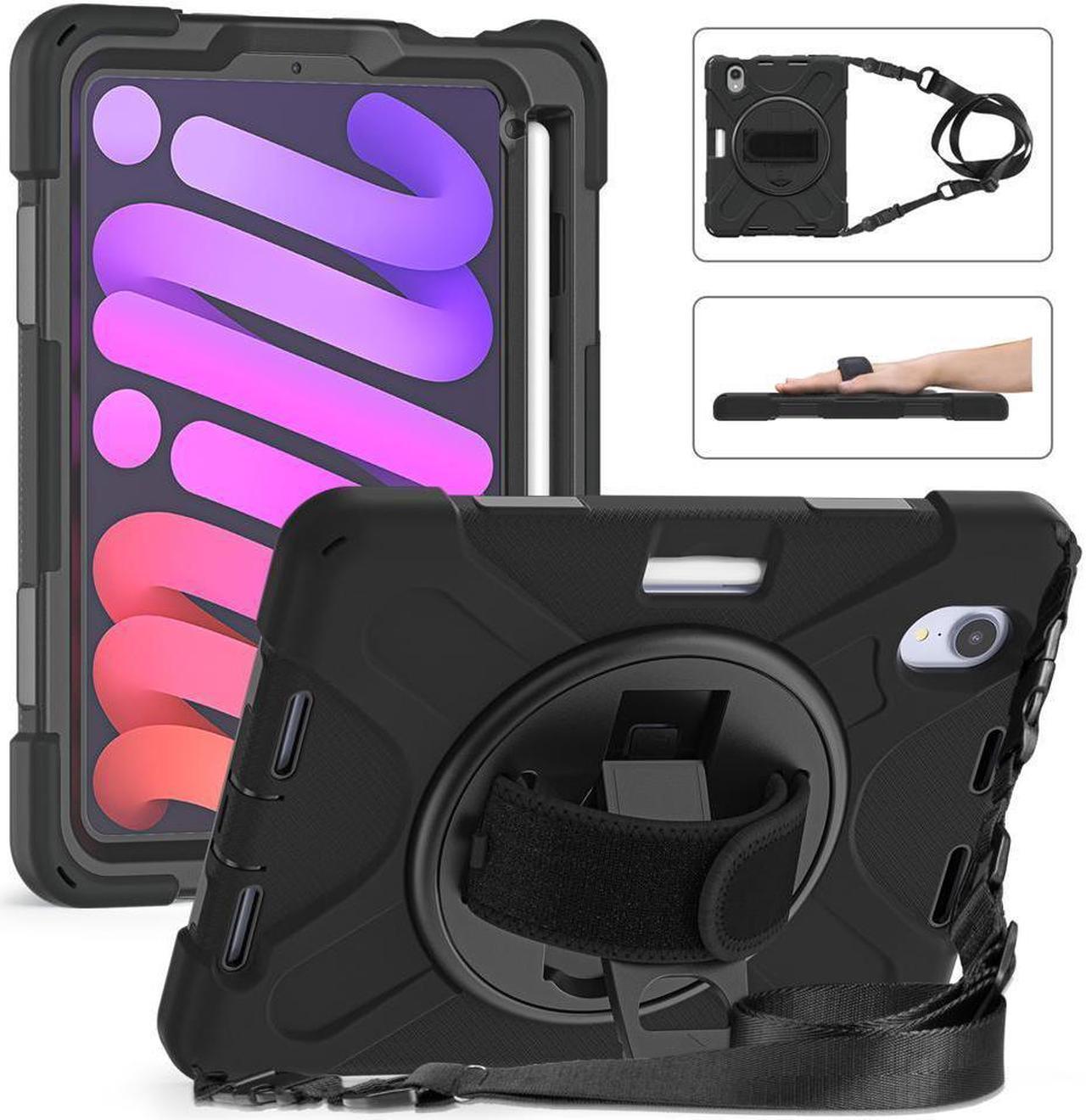 BONAEVER Case for iPad Mini 7 2024 (A17 Pro) / Mini 6 8.3 inch 2021 with Pencil Holder / 360 Rotation Stand / Hand Strap Shoulder Strap Rugged Shockproof Cover for iPad Mini 7th 6th Gen 8.3 Inch