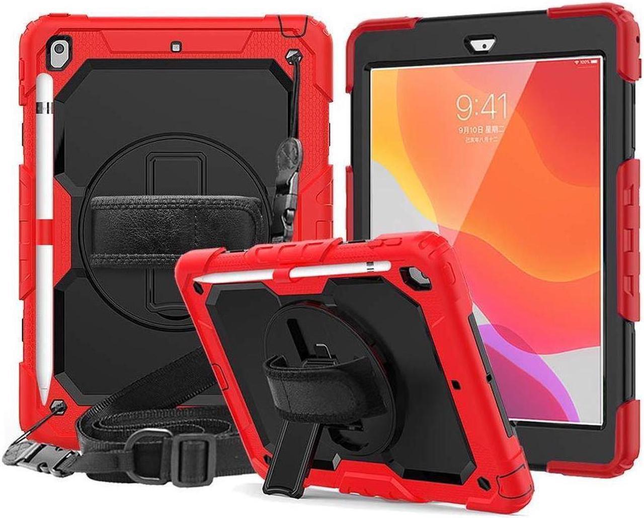 BONAEVER New iPad 10.2 2019 Case [Built-in Screen Protector] 3 Layer Shockproof Rugged Protective Cover with H Shoulder Straps for iPad 7th Generation 2019 Case 10.2 inch