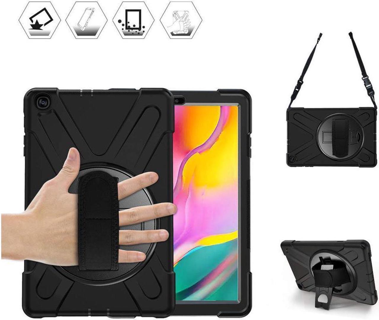 BONAEVER For Samsung Galaxy Tab A 10.1 inch 2019 Case Model SM-T510 T515 T517 Shockproof Protective Cover with Hand Strap Stand Shoulder Strap