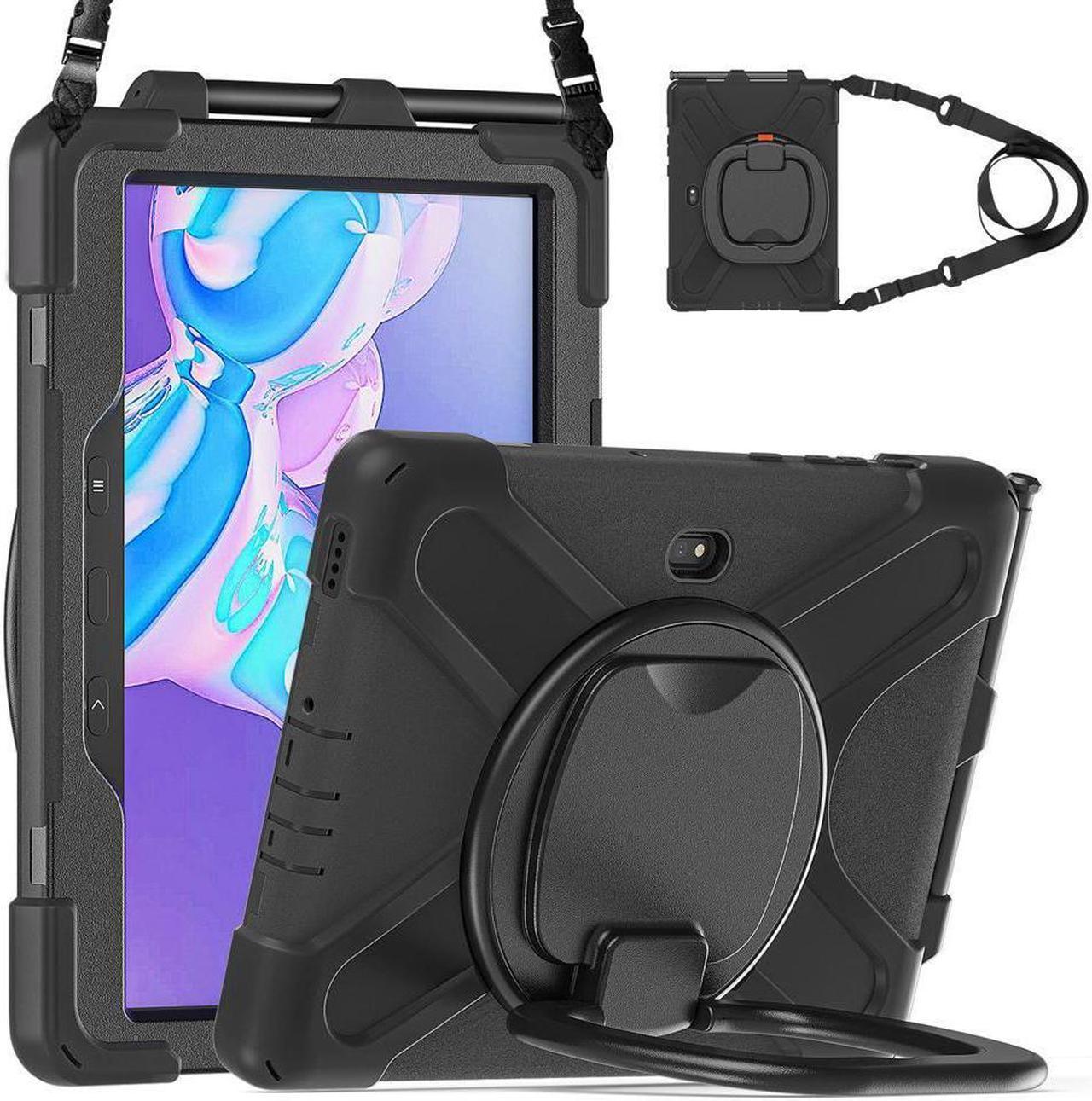 BONAEVER For Samsung Galaxy Tab Active4 Pro 2022/Tab Active Pro 2019 10.1 Inch Case Model SM-T630/T638/T540/T547 Case Rugged Shockproof Drop Protection Cover with 360 Stand andandle H Strap & Shoulde