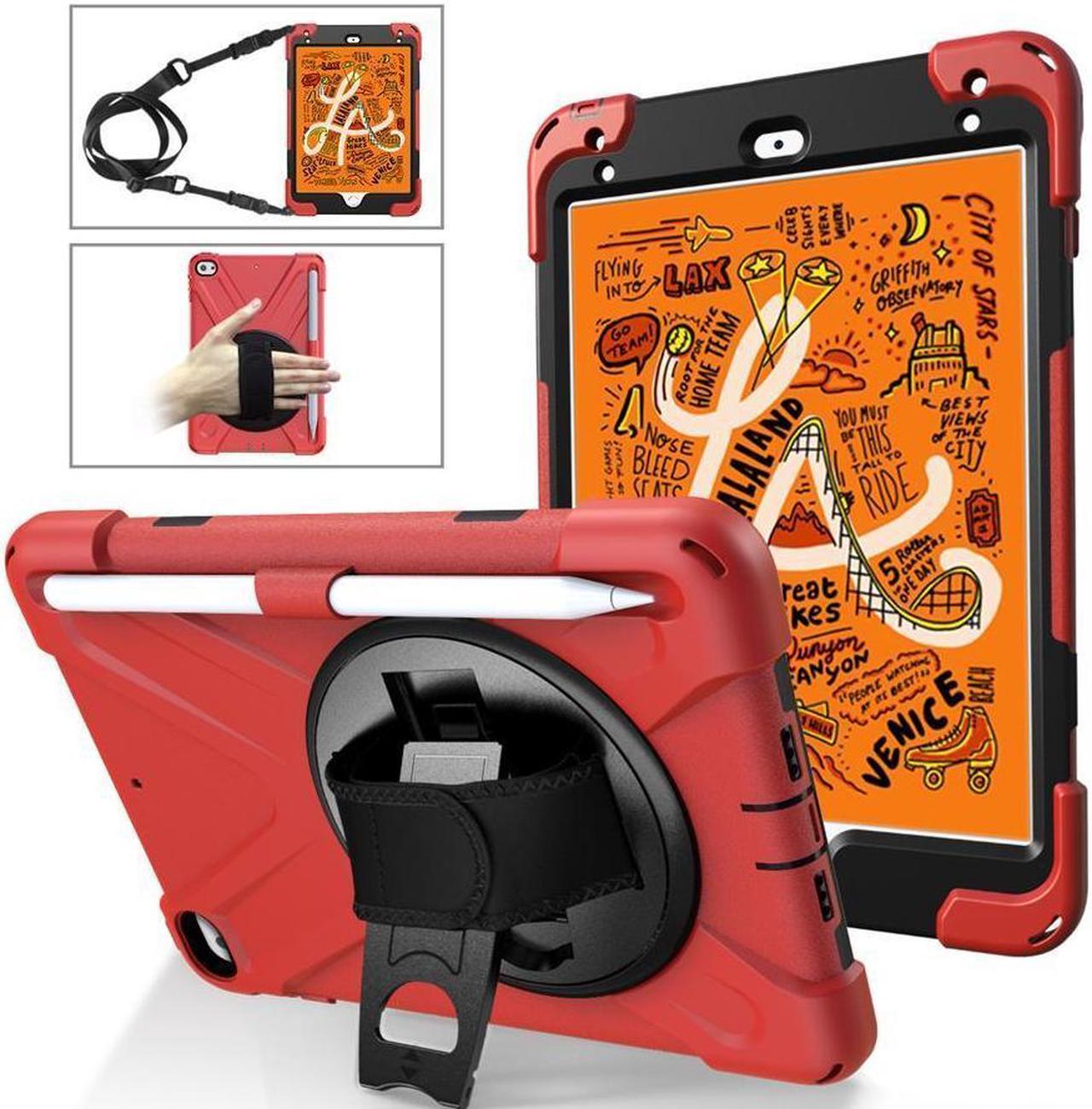 BONAEVER Case For iPad Mini 5 2019 Mini 4 2015 with Pencil Holder Shockproof Cover with Stand and & Shoulder Standrip for iPad Mini 5th Mini 4th Gen