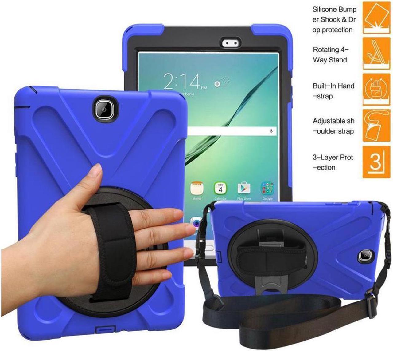 BONAEVER For Samsung Galaxy Tab A 9.7 Case SM-T550 SM-T555 SM-P550 Full-Body Shock Proof Protective Cover with Stand and Strap Shoulder Strap