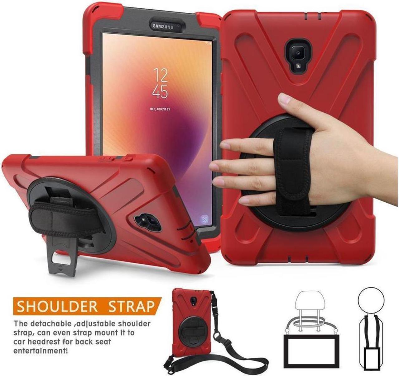 BONAEVER For Samsung Galaxy Tab A 8.0 inch 2017 Case SM-T380 SM-T385 Protective Cover with Rotatable Stand Adjustable Handle Grio Shoulder Strap