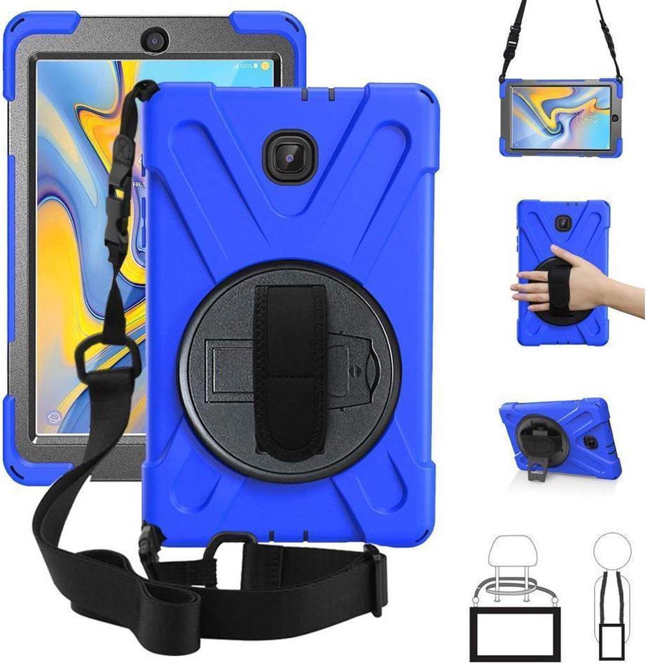 BONAEVER For Samsung Galaxy Tab A 8.0 inch 2018 Case Model SM-T387 Shockproof Cover with Stand and le Strap+ Shoulder Strap