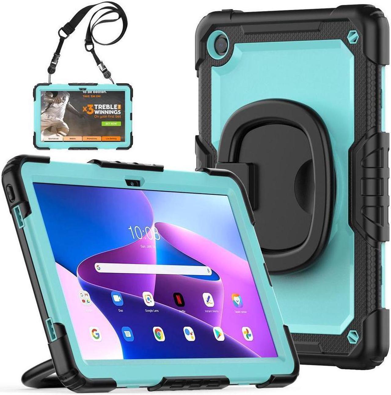 BONAEVER For Lenovo Tab M10 Plus 3rd Gen 10.6 inch Case Model TB-125F TB-128F with Screen Protector Drop-Proof Protection Case with Stand & Shoulder Strap & Pen Holder