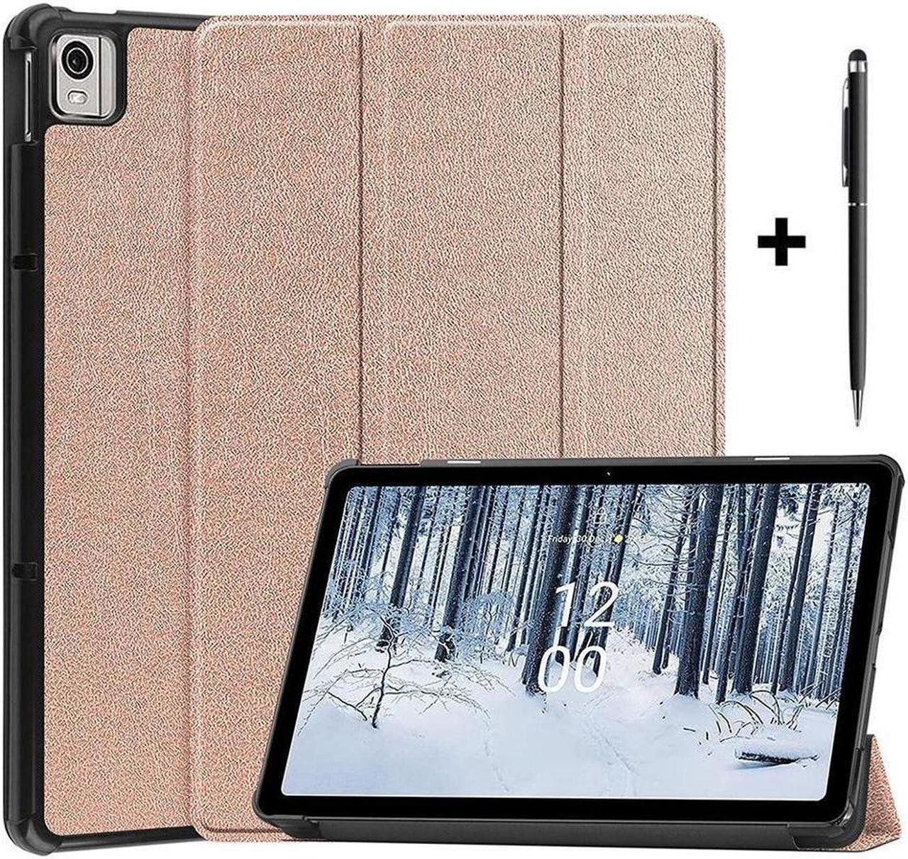 BONAEVER Case for Nokia T21 Case 10.4 Inch 2022 Trifold Slim Smart Stand Cover Hard Shell for Nokia T21 10.4" 2022 Release with Universal Stylus Pen Rose Gold