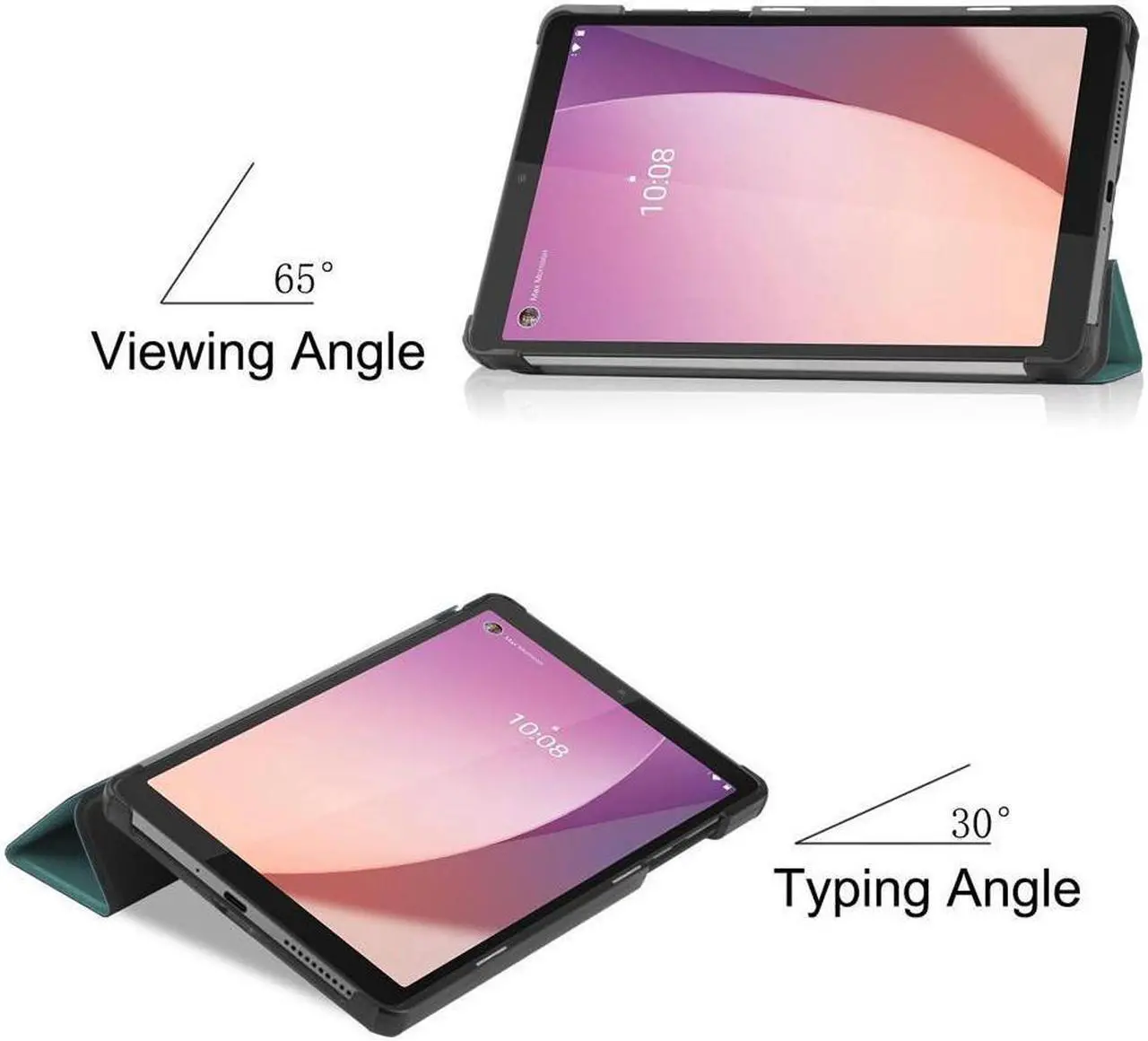 Alt view image 2 of 7 - BONAEVER Case for Lenovo Tab M8 4th Gen 2023 8 inch Model TB-300FU TB-300XU Slim Stand andard Shell Protective Cover with Stylus Pen Dark Green