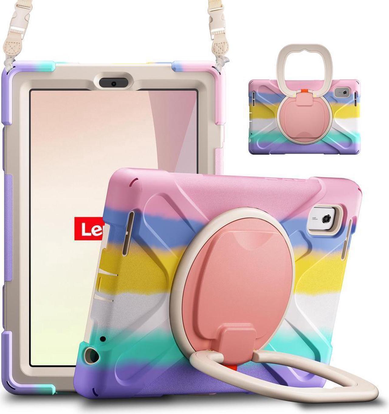 BONAEVER Protective Case for Lenovo Tab M9 2023 9 inch Model TB310XU / TB310FU with Pencil Holder Stand and Strap Shoulder Strap Rugged Shockproof Cover Pink