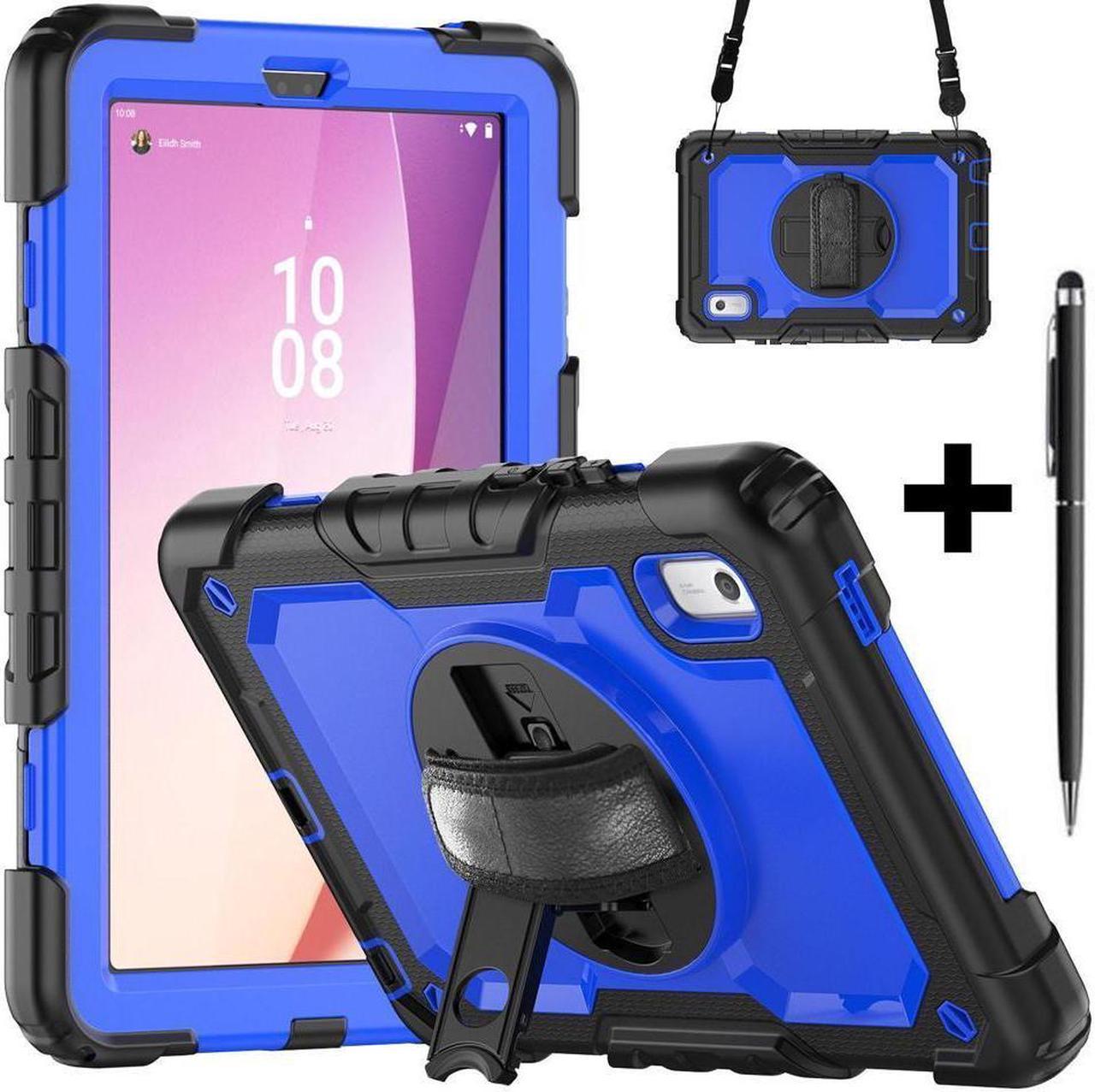 BONAEVER Case For Lenovo Tab M9 2023 9 inch Model TB310XU / TB310FU Shockproof Rugged Protective Cover with Screen Protector Pencil Holder 360° Rotatable Stand and /Shoulder Strap Blue