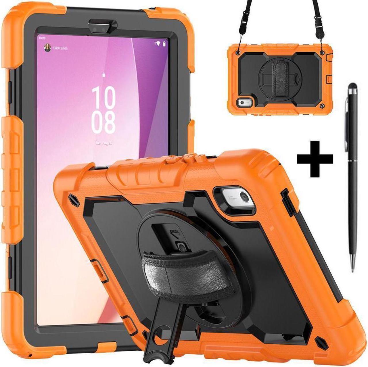 BONAEVER Case For Lenovo Tab M9 2023 9 inch Model TB310XU / TB310FU Shockproof Rugged Protective Cover with Screen Protector Pencil Holder 360° Rotatable Stand and /Shoulder Strap Orange