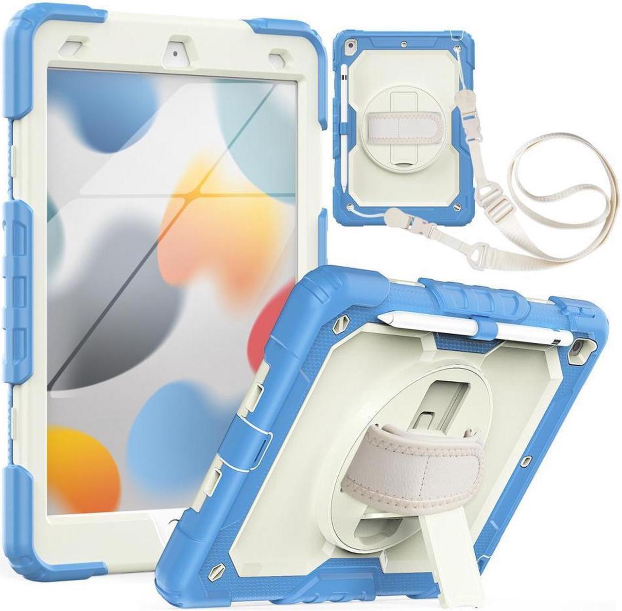 BONAEVER Case for iPad 9th / 8th / 7th Generation Case for iPad 10.2 Inch 2021 / 2020 / 2019 with Screen Protector Pencil Holder Stand and /Shoulder Strap Protective Cover