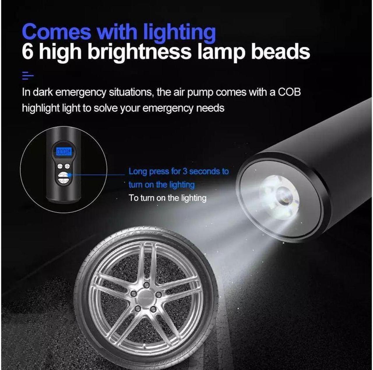 Alt view image 3 of 7 - BONAEVER Portable Electric Tyre Pump Car 12V Air Pump Tire Inflator Wireless Tyre Inflator for Car Motorcycle Bike Balls