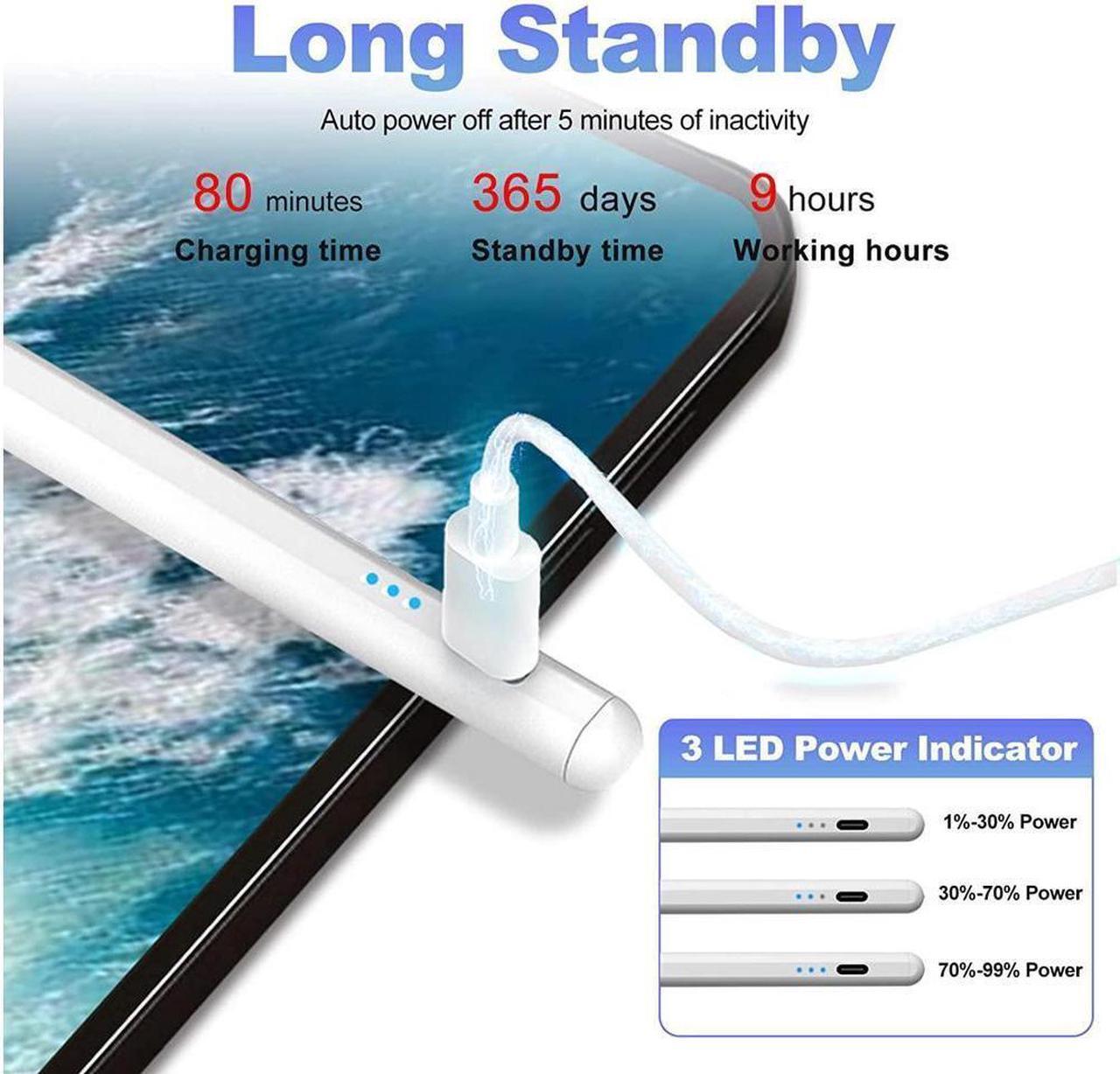 Alt view image 4 of 6 - BONAEVER Stylus Pen for iPad with Palm Rejection Tilt Sensitive Active Pencil Compatible with (2018-2021) Apple iPad Pro 11/12.9 Inch iPad 6/7/8th Gen iPad Mini 5/6th Gen iPad Air 3rd/4th Generation