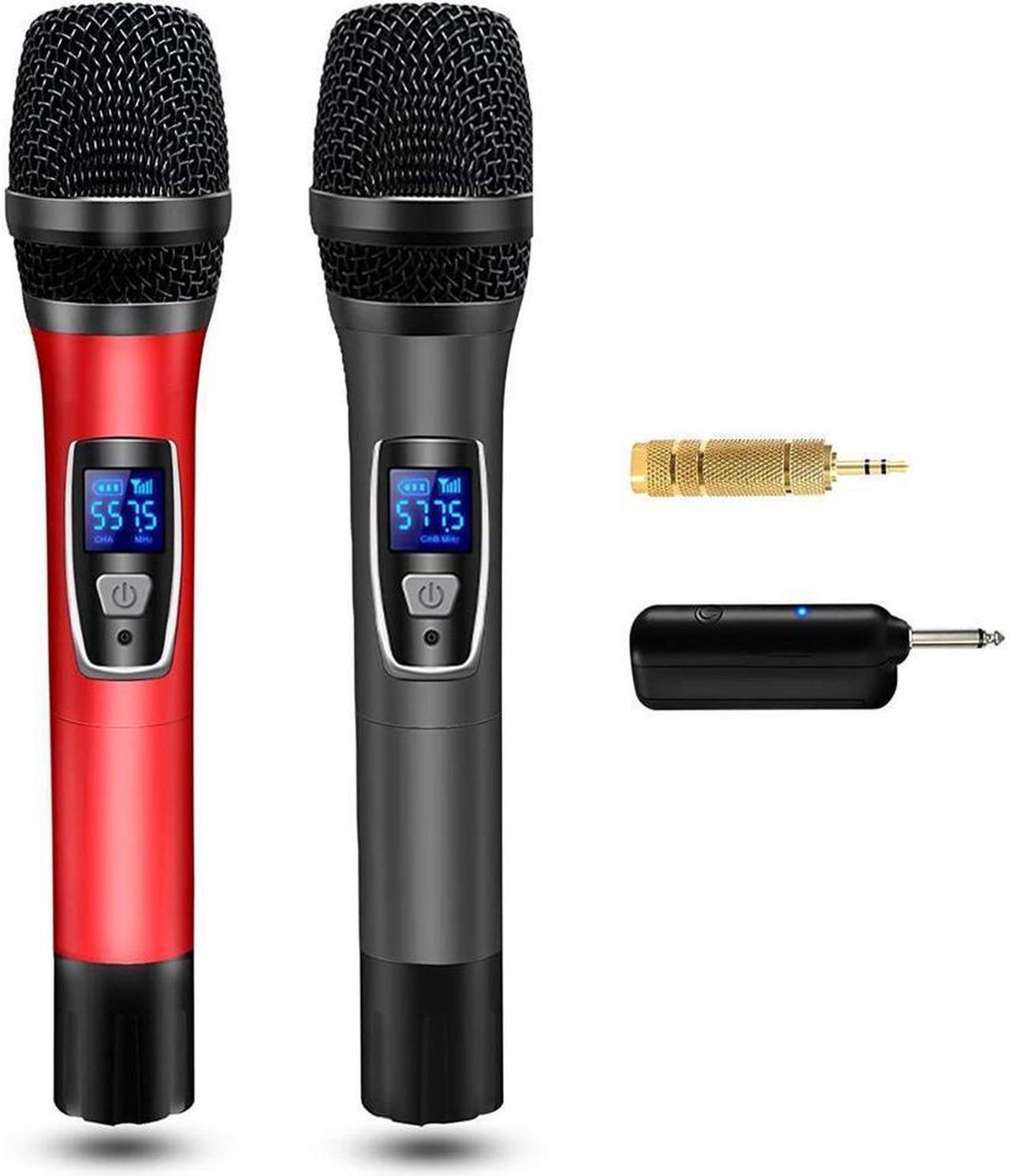 BONAEVER Wireless MicrophonesDual UHF Karaoke Wireless Microphone Sy Standem with Rechargeable Receiver for Party MeetingChurchWedding260ft Range