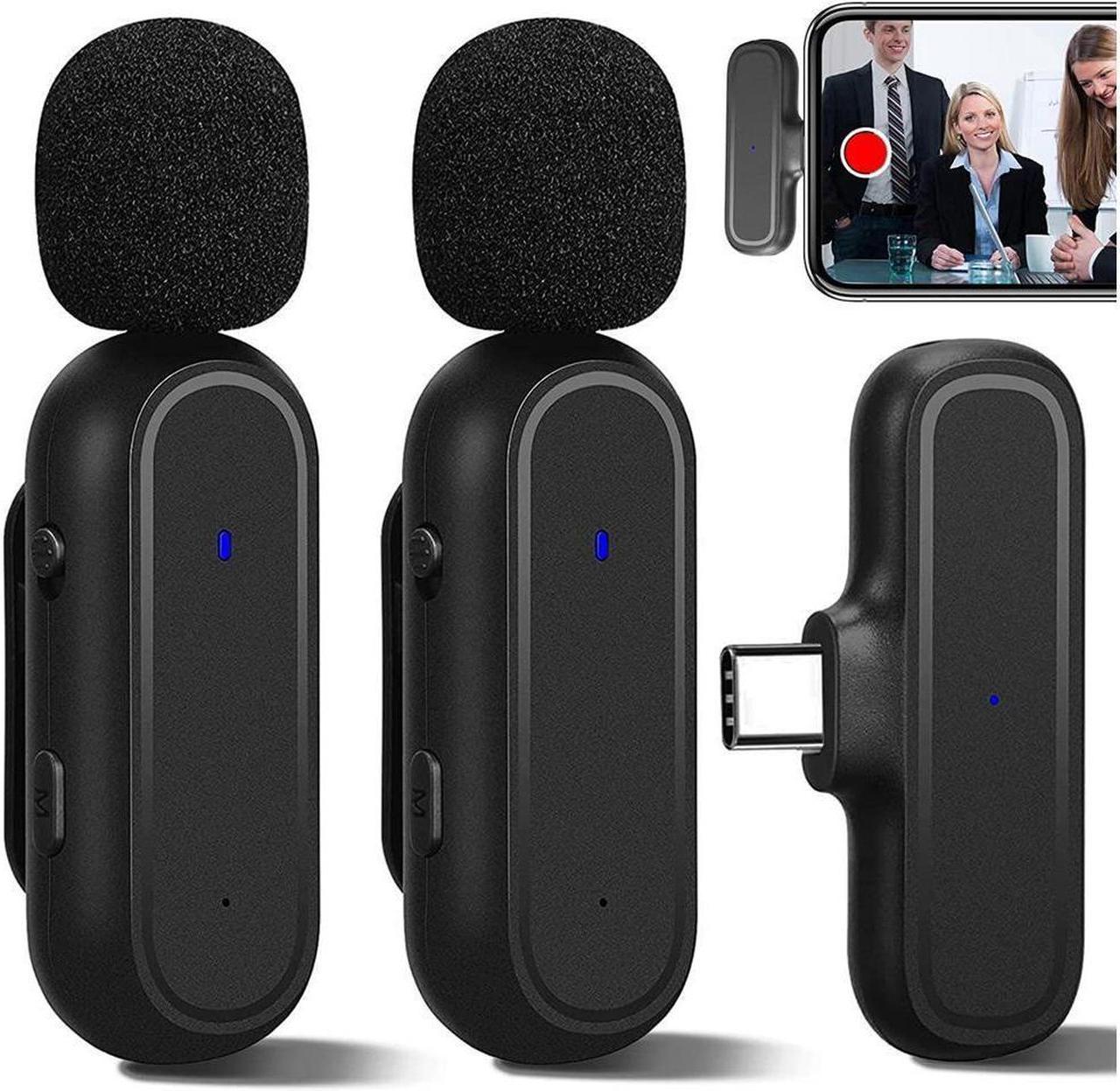 BONAEVER Wireless Microphone for Type-C Phone Plug-Play Wireless Lavalier Mic with Clips & 2 Microphone for USB-C Phone Video Recording YouTube TikTok Facebook Live Standream Noise Reduction