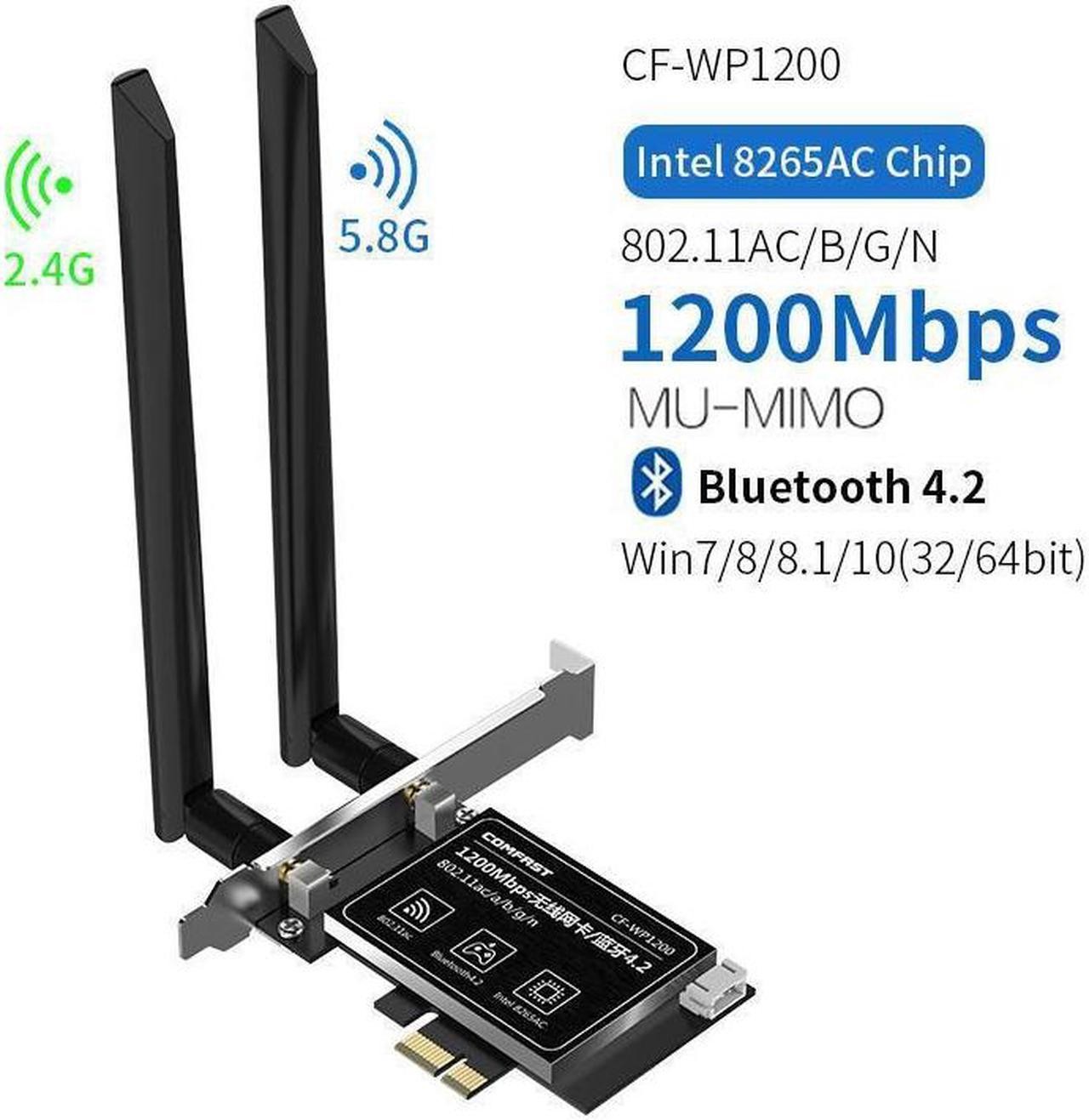 BONAEVER WiFi Card Intel 7265 AC PCI-E WiFi Card 1200Mbps 802.11 Dual-B Network Card with MU MIMOOFDMA Supports Windows 7/8/8.1/10/11