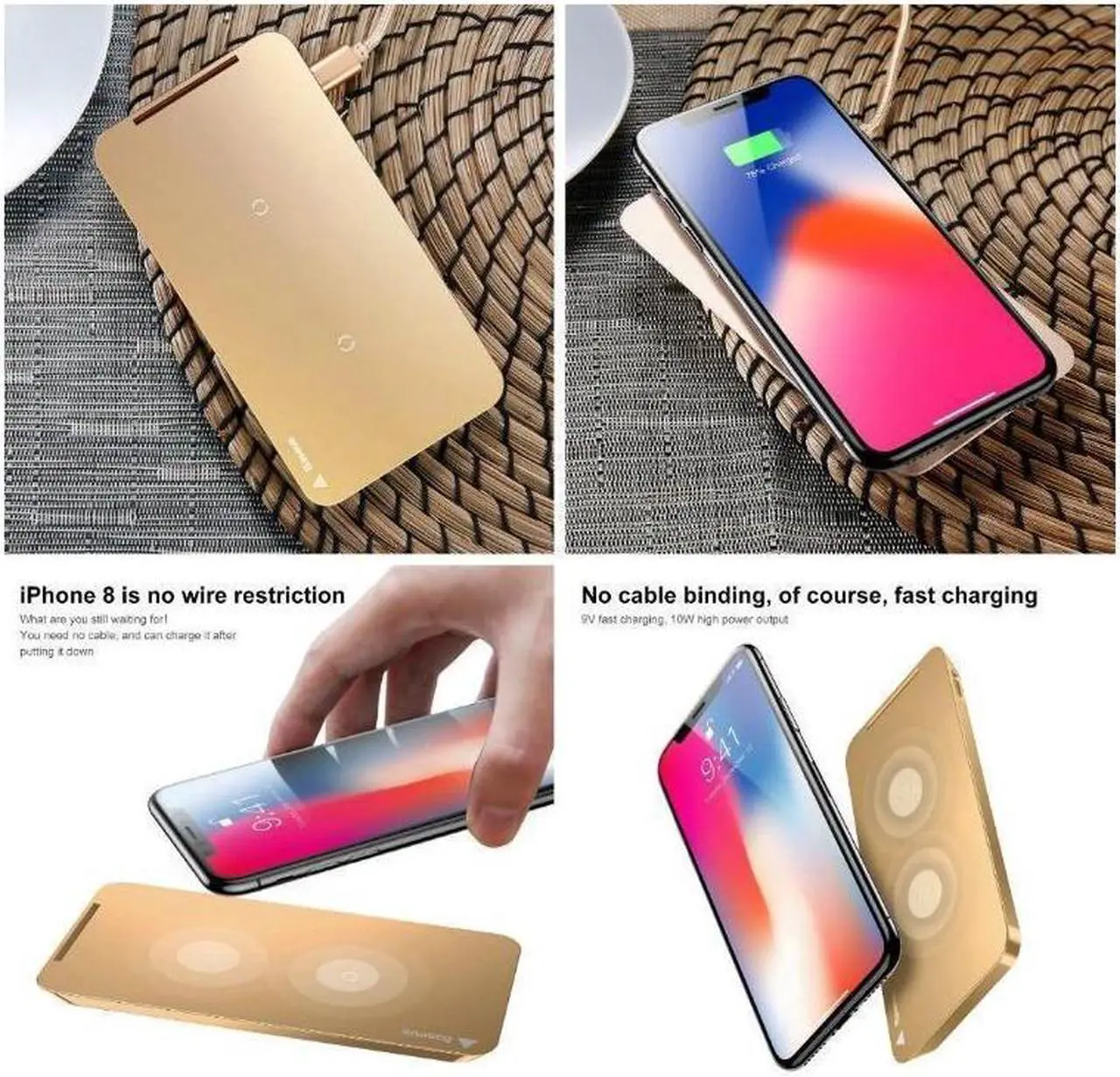Alt view image 2 of 7 - BONAEVER Fast Qi Wireless Charger Wireless Charging Stand Compatible with iPhone 14/13/12/11/SE/XS/XR/X/8Samsung Galaxy S22 S21 S20 S10 S9 S8 Note 20/10/9/8