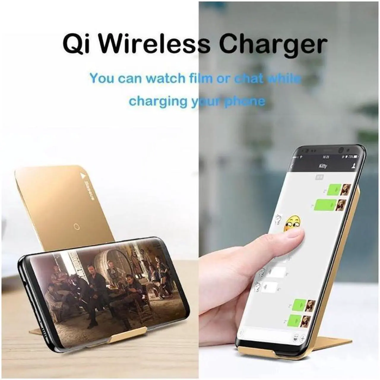 Alt view image 3 of 7 - BONAEVER Fast Qi Wireless Charger Wireless Charging Stand Compatible with iPhone 14/13/12/11/SE/XS/XR/X/8Samsung Galaxy S22 S21 S20 S10 S9 S8 Note 20/10/9/8