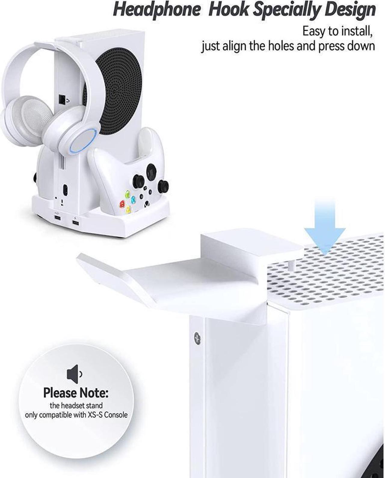 Alt view image 5 of 7 - BONAEVER Vertical Stand with Cooling Fan for Xbox Series S Console Dual Controller Charger Standation 3 Level Adjustable Wind Speed with Headset Holder