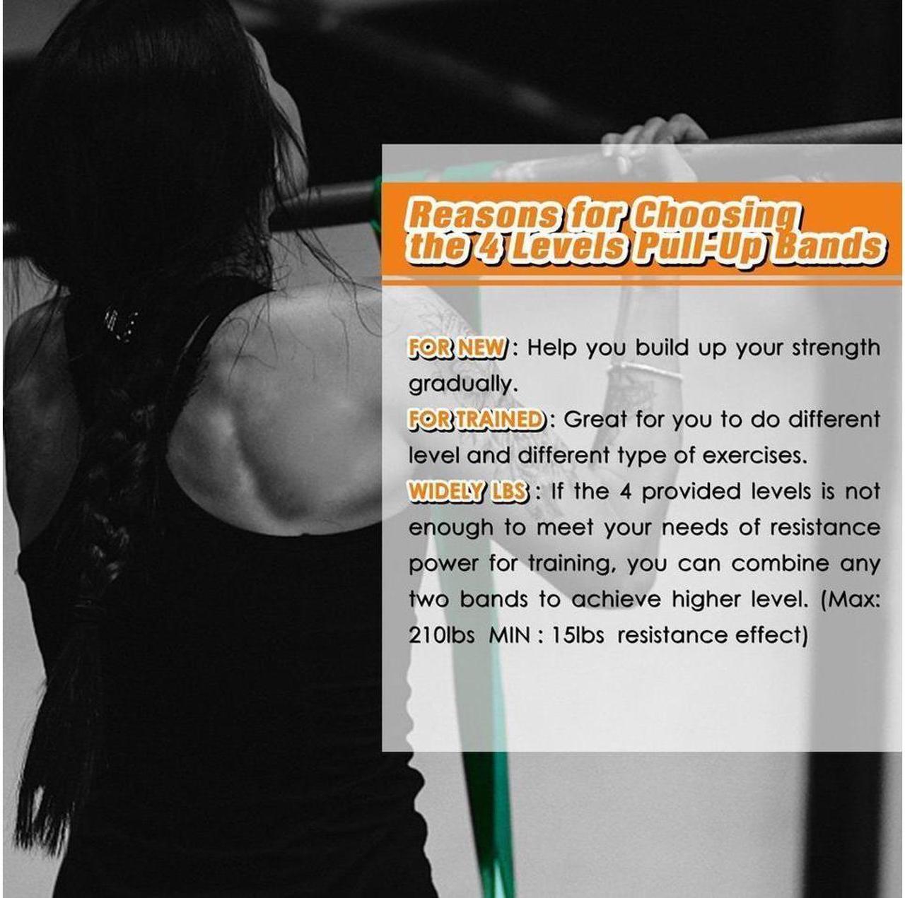 Alt view image 7 of 7 - BONAEVER 4x Pull Up B s - Resi Standance B s - Premium Latex Loop Standretch Workout / Exercise B - Mobility & Powerlifting Assi Stand B s for Body Fitness Training